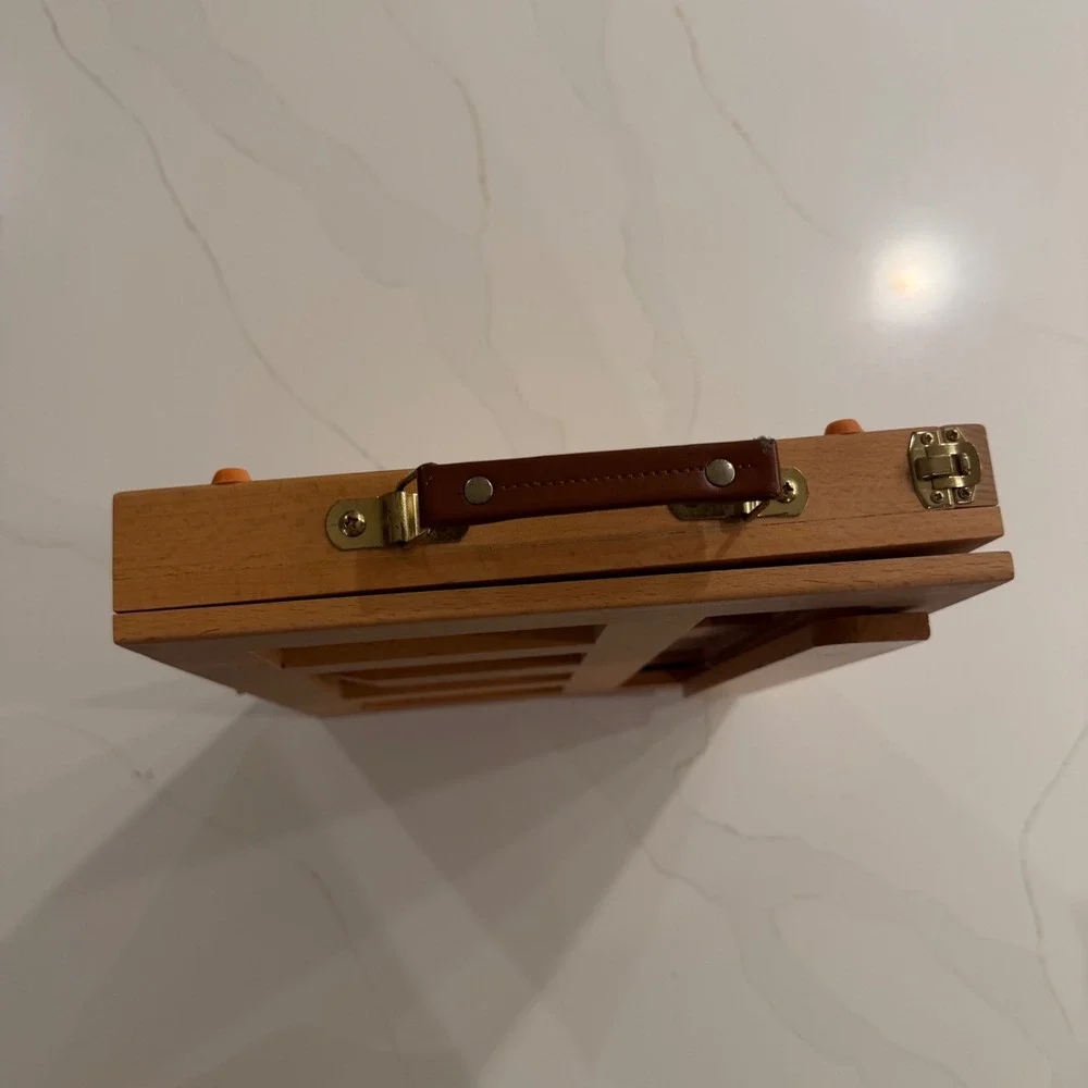 Portable Wooden Tabletop Easel Storage Sketch‎ Box Adjustable Artist Stand Case